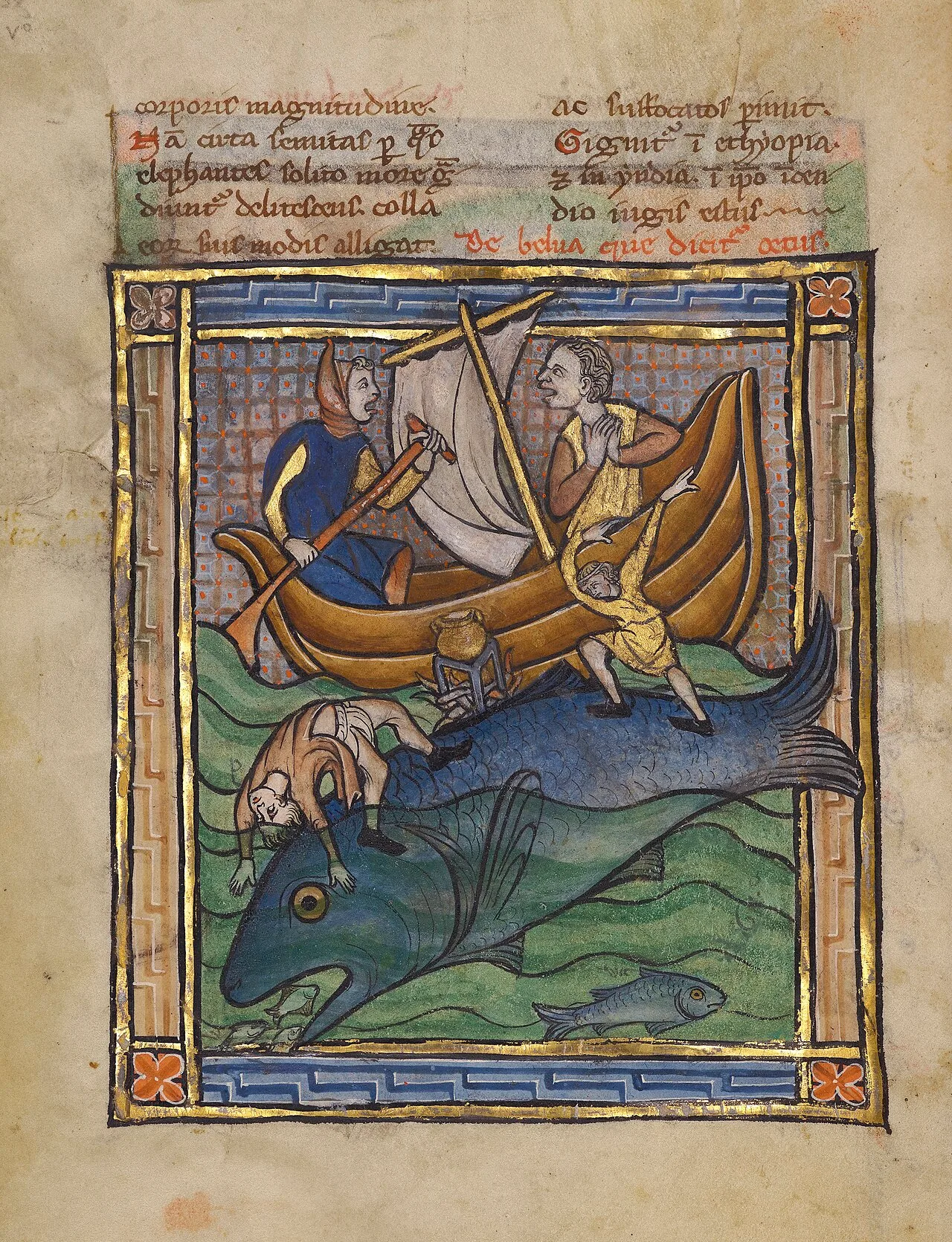 An Aspidochelone from a French manuscript, c. 1270. J. Paul Getty Museum