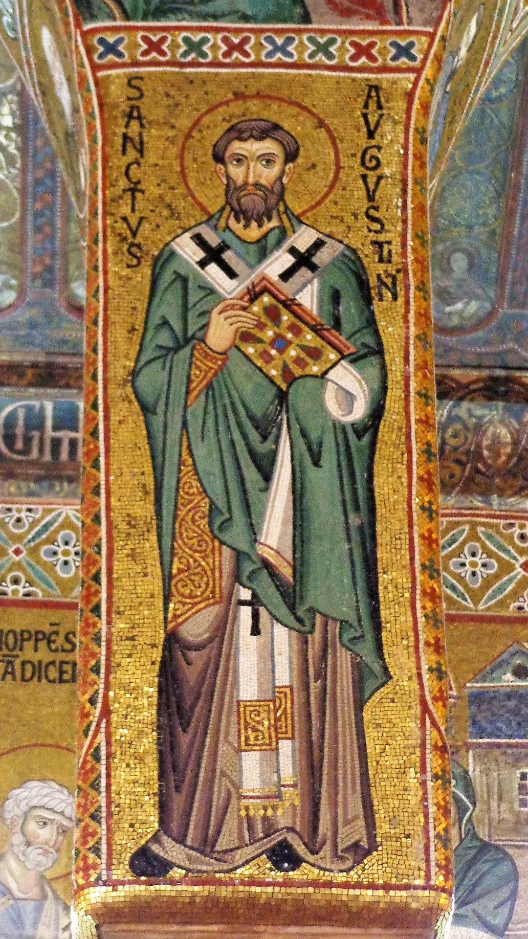 Mosaic of Augustine from the Cappella Palatina in Palermo, Italy (1140)