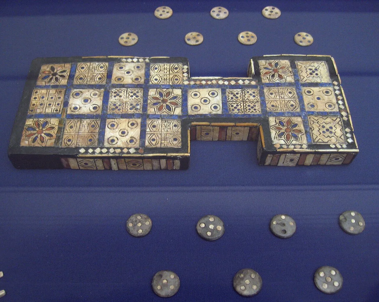 One of the gameboards found by Sir Leonard Woolley in the Royal Cemetery at Ur (British Museum)[5]