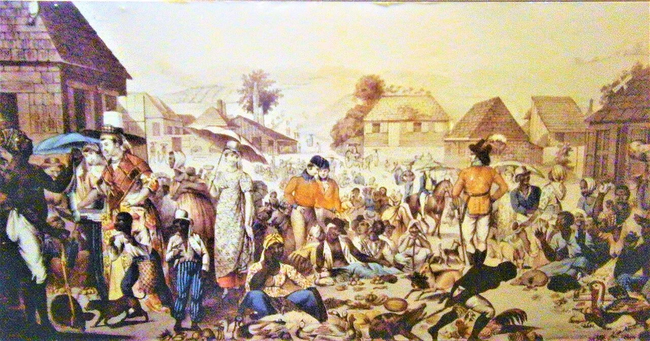 Sunday market in Barbados during the colonial era
