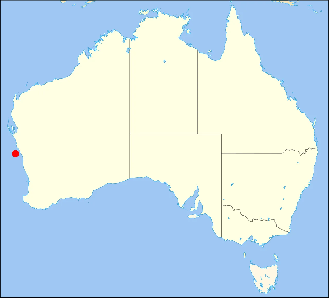 Shipwreck location near the Western Australian coast