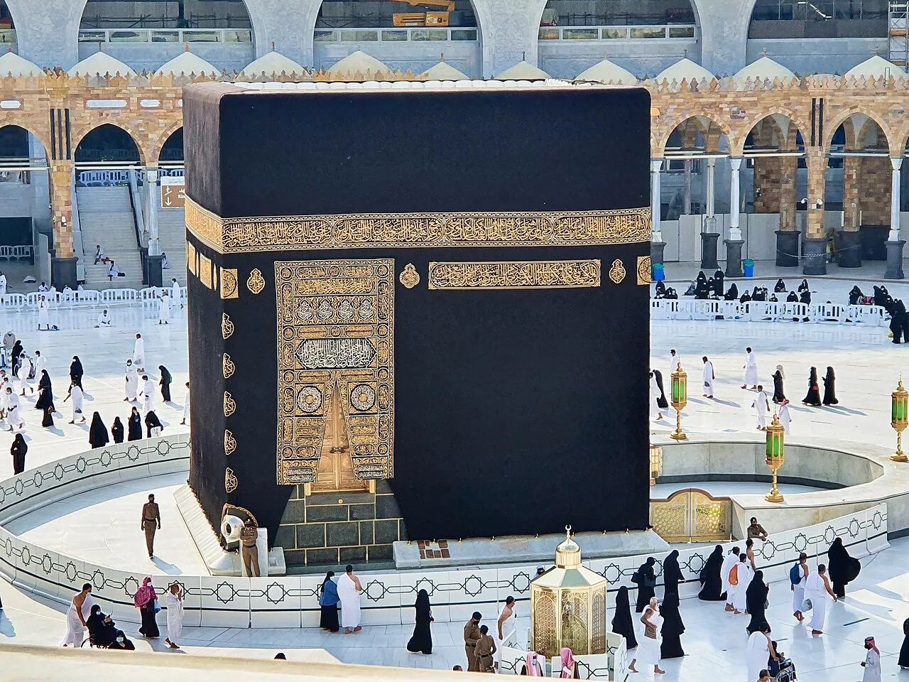The Kaaba in Mecca. The Black Stone is set into the eastern corner of the building (bottom left).