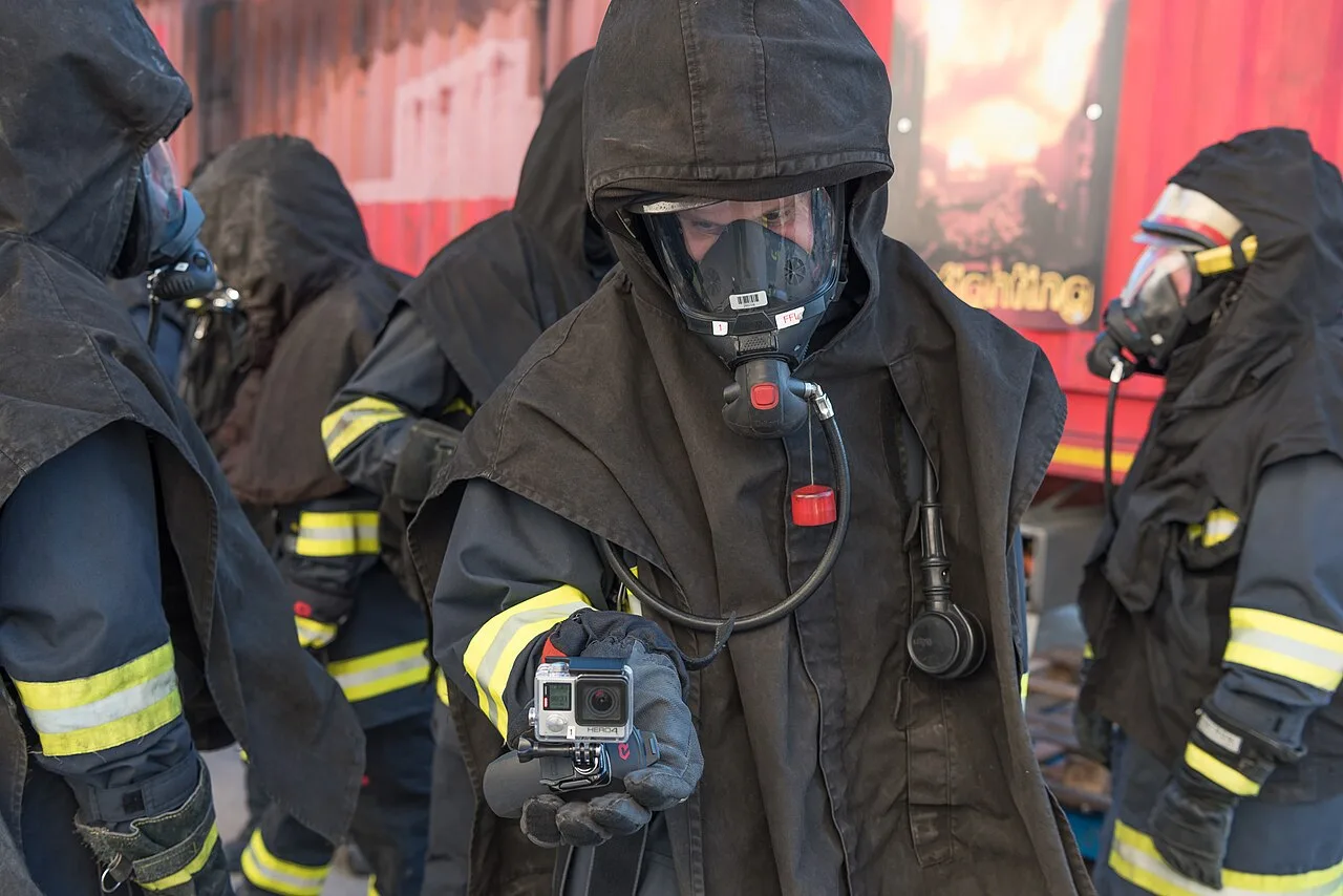 Firefighter with a GoPro camera