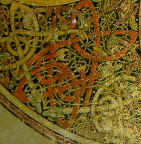 detail of colorful knotwork