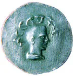 A Chera coin with legend "Kuttuvan Kotai"