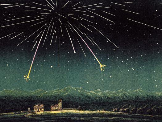 The Andromedid or Bielid meteors as seen on the night of 27 November 1872.