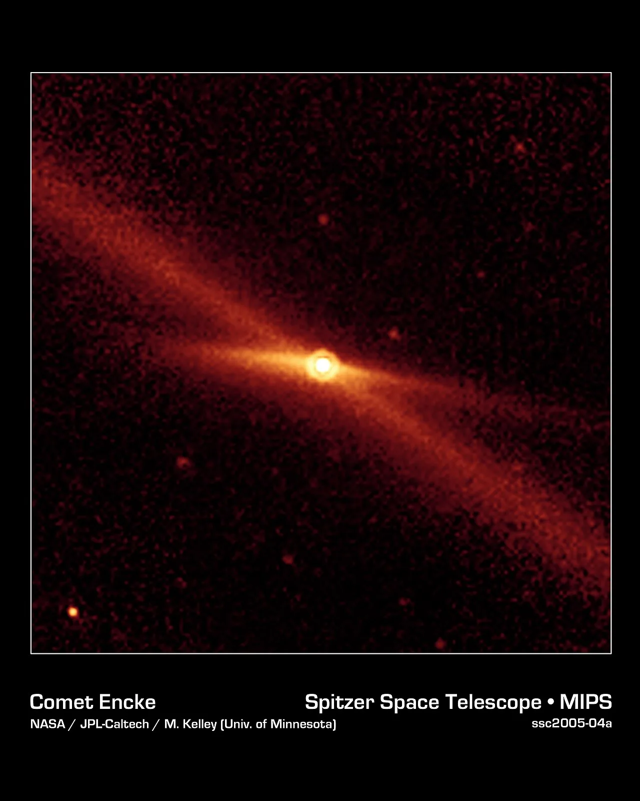 A Spitzer image of Encke and its debris trail in infrared light