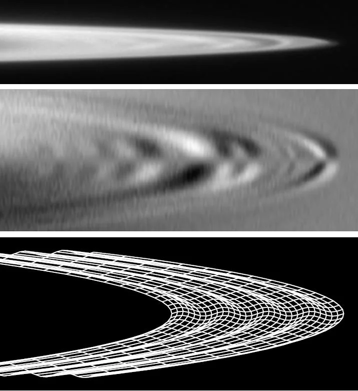 Ripples in the rings of Jupiter seen by Galileo spacecraft, caused by Shoemaker–Levy 9