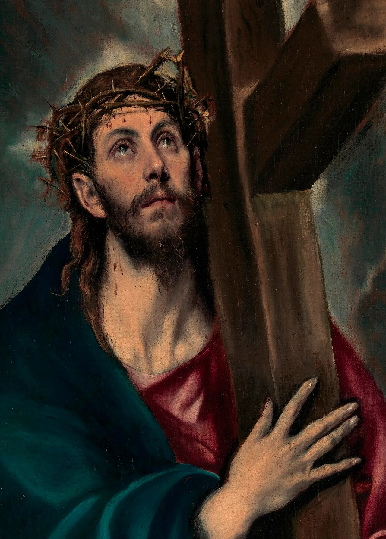 Christ carrying the cross with the crown of thorns, as painted by El Greco, c. 1580s