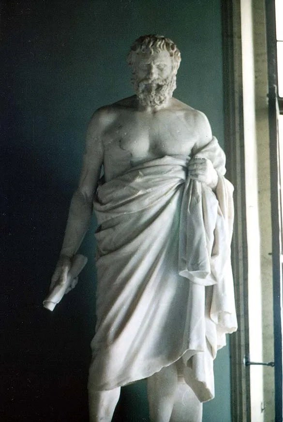 Statue of an unknown Cynic philosopher from the Capitoline Museums in Rome. This statue is a Roman-era copy of an earlie