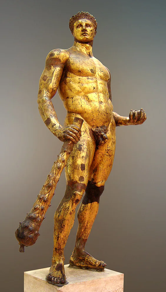 The Cynics adopted Heracles, shown here in this gilded bronze statue from the second century AD, as their patron hero.[1