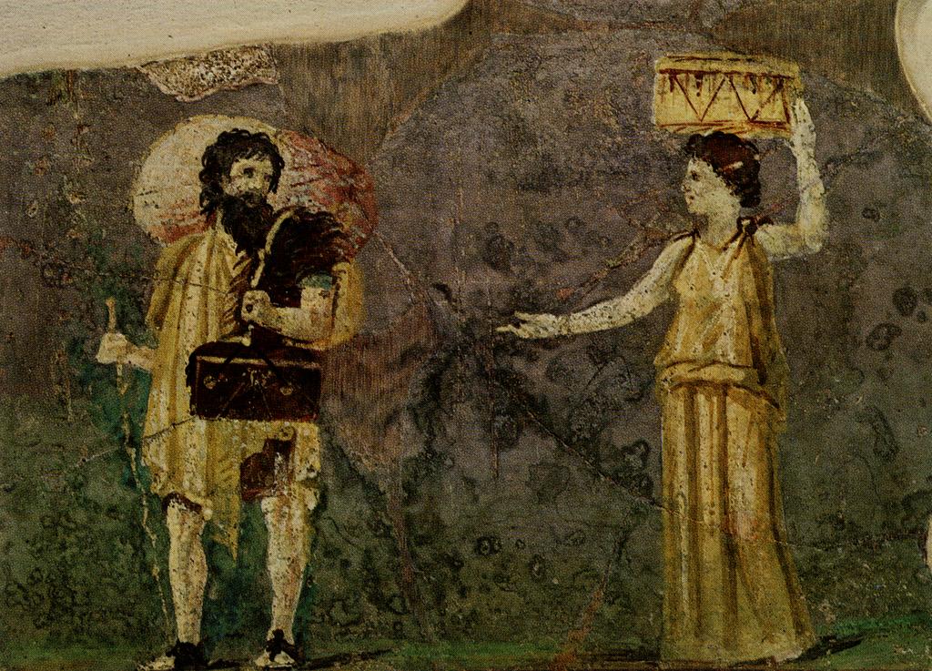 Crates and Hipparchia, an antique fresco from Rome
