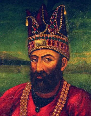 Posthumous painting of Nader Shah wearing the Daria-i-Noor by Abu'l-Hasan Mostawfi Ghaffari, 1774