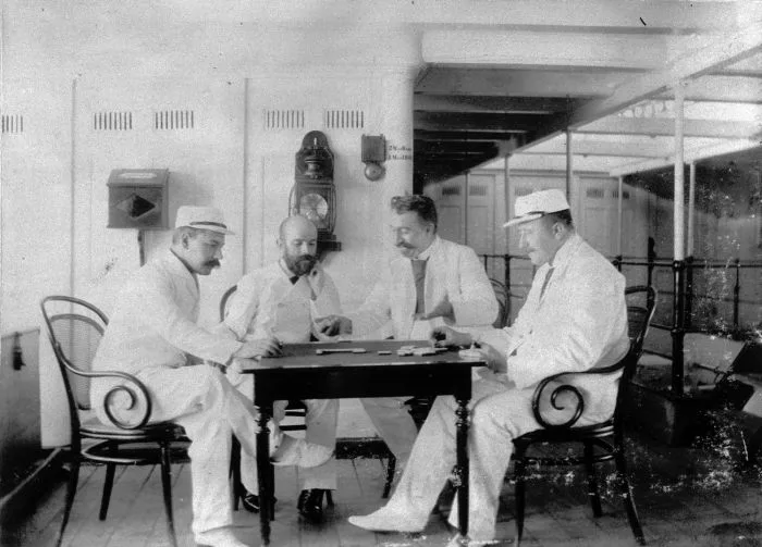 Dutch sailors playing dominoes, 1890s
