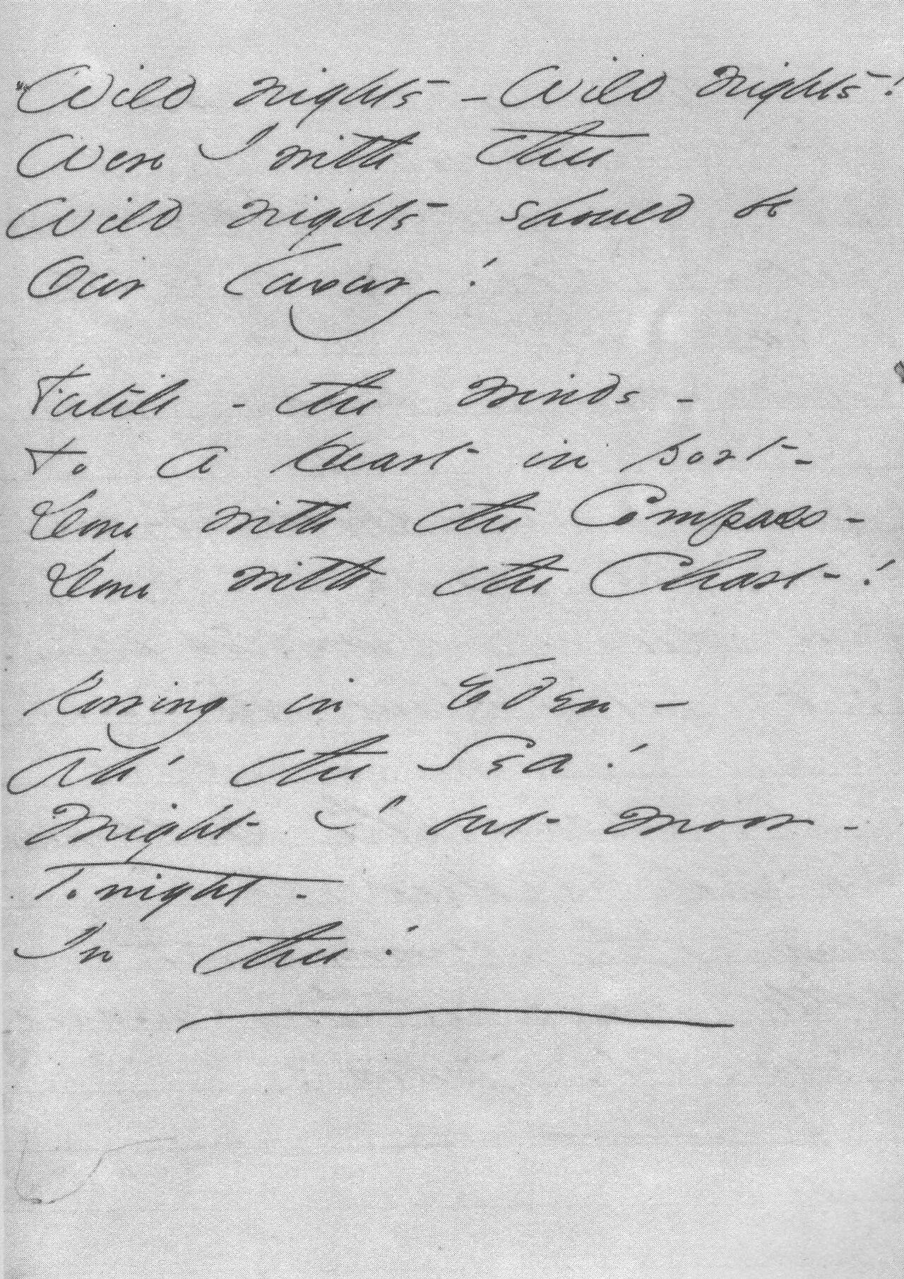 Dickinson's handwritten manuscript of her poem "Wild Nights – Wild Nights!"