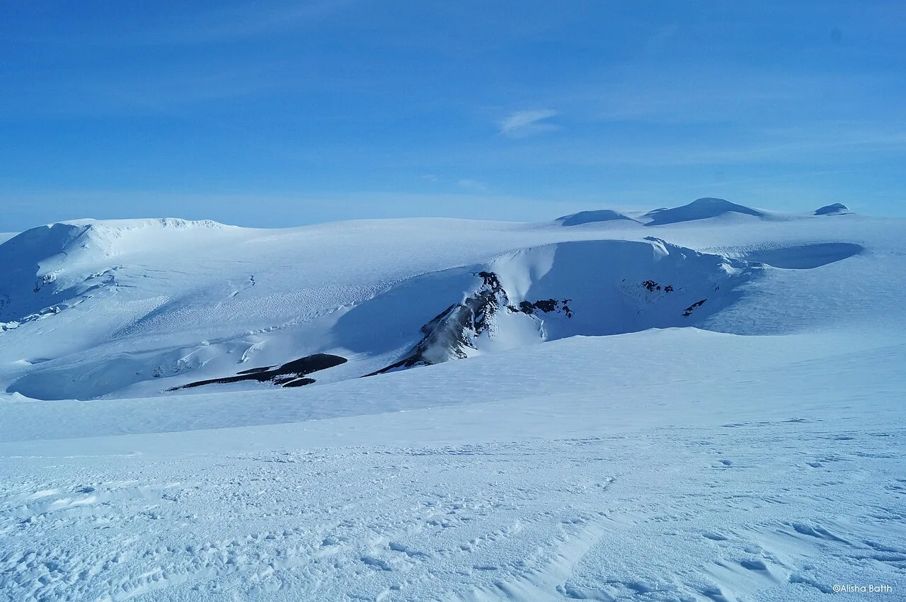 The crater three years post eruption in March 2013
