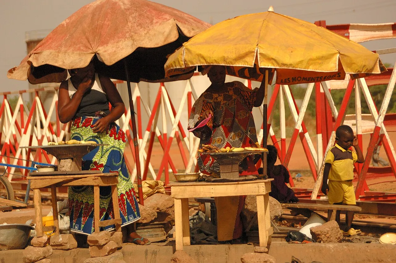 Roasted plantain sellers in Ouagadougou, Burkina Faso