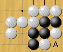 Under normal rules, White cannot play at A because that point has no liberties. Under the Ing[64] and New Zealand rules,