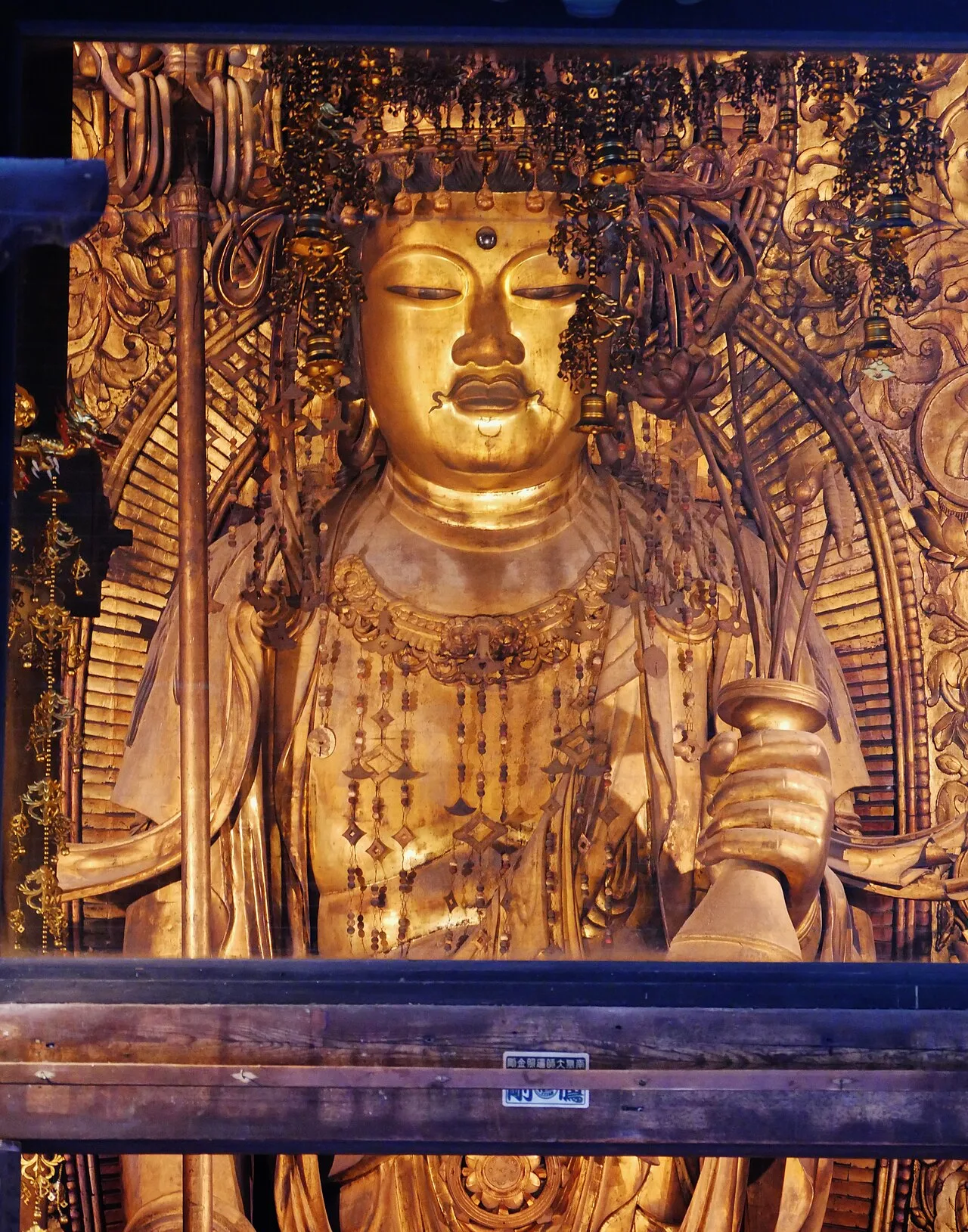 Muromachi period (1336 - 1573) statue of Jūichimen Kannon (Thousand-Armed Kannon) located at the hondō of Hasadera in Sa