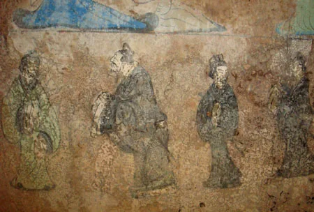 A Western Han fresco depicting Confucius and Laozi, from a tomb of Dongping County, Shandong