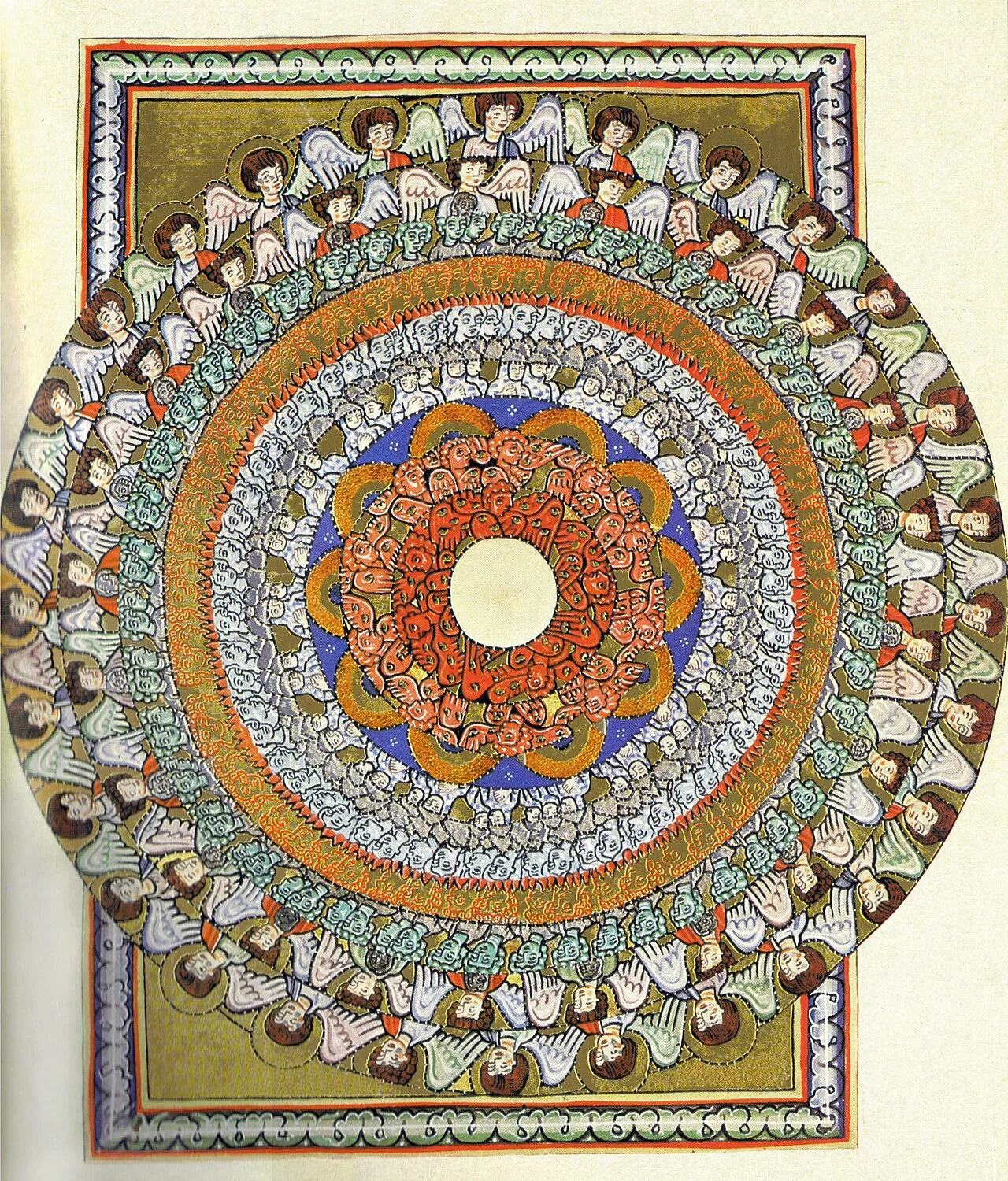 Scivias I.6: The Choirs of Angels. From the Rupertsberg manuscript,[47] folio 38r.