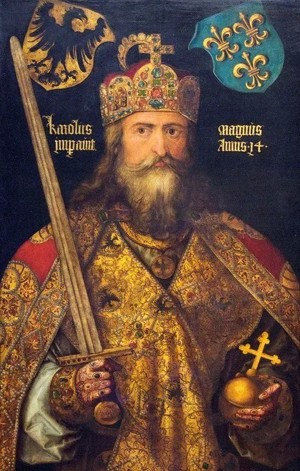 Charlemagne wearing the Imperial Crown, by Albrecht Dürer, c. 1512, Germanisches Nationalmuseum in Nuremberg. The pictur