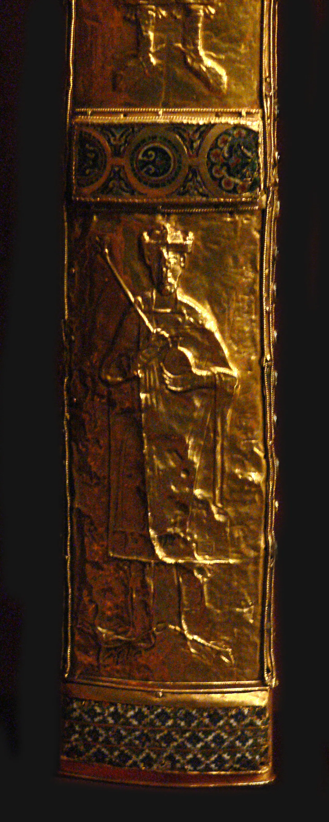Imperial Sword scabbard (detail) showing one of the 14 engraved gold plates