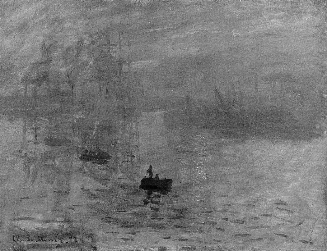 Desaturated version of the painting: the Sun is virtually invisible.[12]
