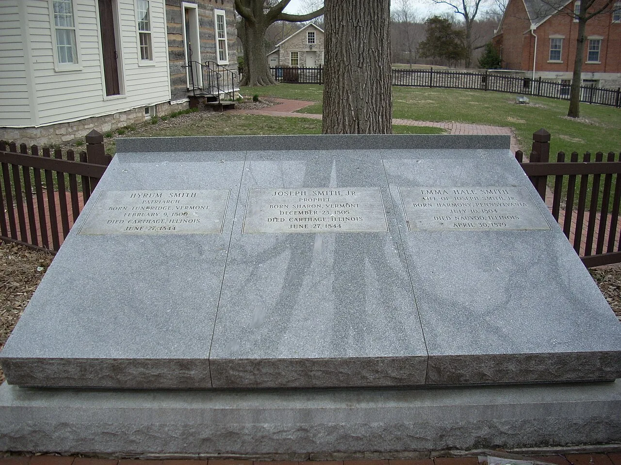Gravesite of Joseph, Emma, and Hyrum Smith, in Nauvoo, Illinois