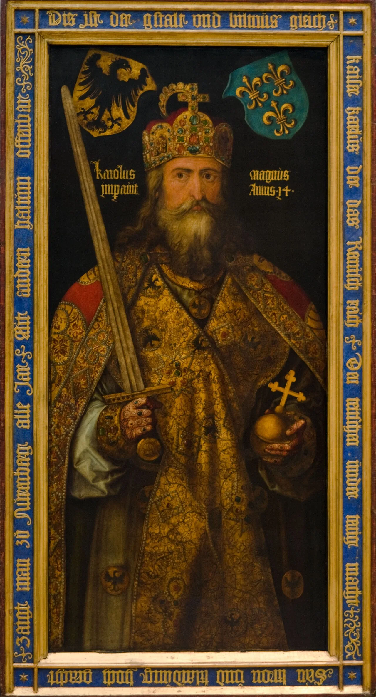 Albrecht Duerer portrait of Charlemagne with Joyeuse
