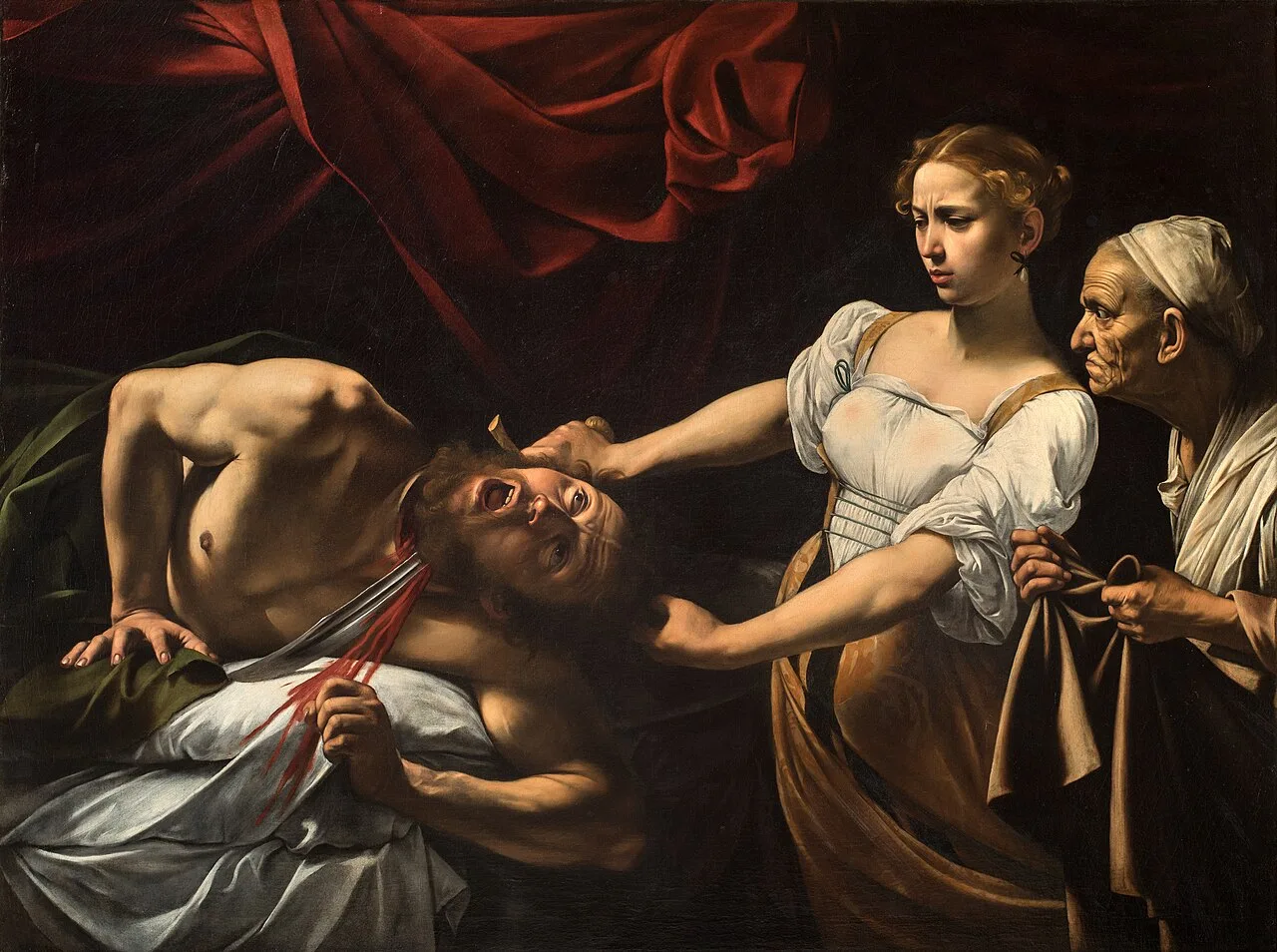 Michelangelo Merisi da Caravaggio, Judith Beheading Holofernes, c.1599. Oil on canvas; 145x195 cm, Galleria Nazionale d'