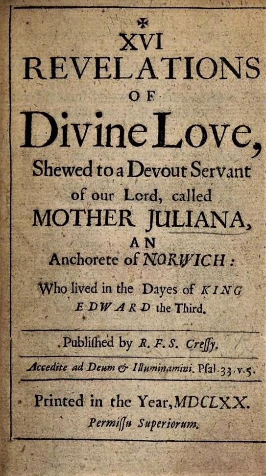 frontispiece of 1670 edition of Revelations of Divine Love