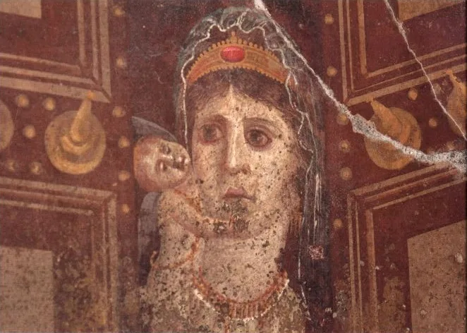 This mid-1st-century-BC Roman wall painting in Pompeii is probably a depiction of Cleopatra VII as Venus Genetrix, with 