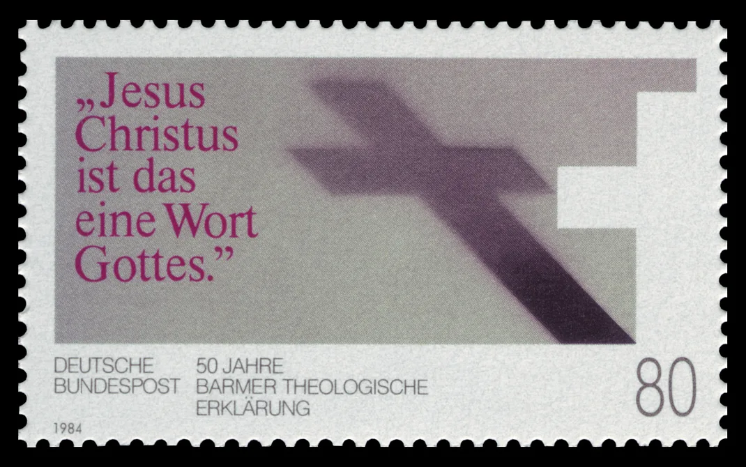 1984 West German postage stamp commemorating the Barmen Declaration's 50th anniversary