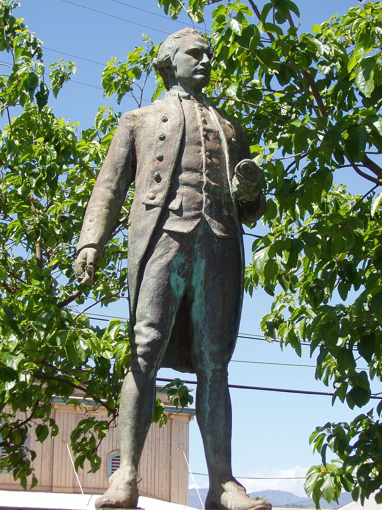A statue of Captain James Cook commemorating his landing at Waimea, Kauaʻi, January 20, 1778