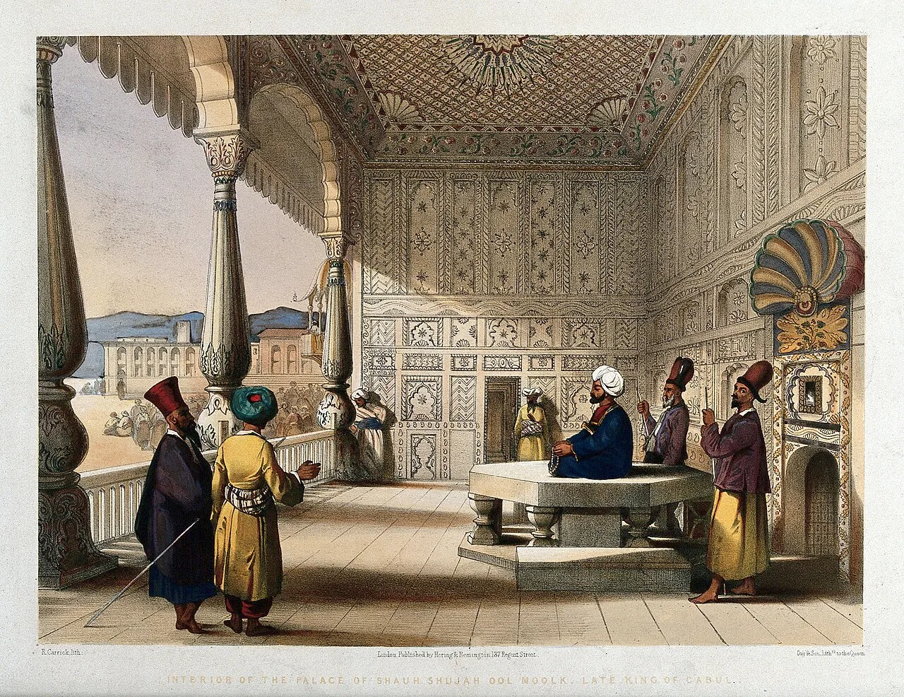 Shuja Shah Durrani and Men in his decorated palace Wellcome V0050531