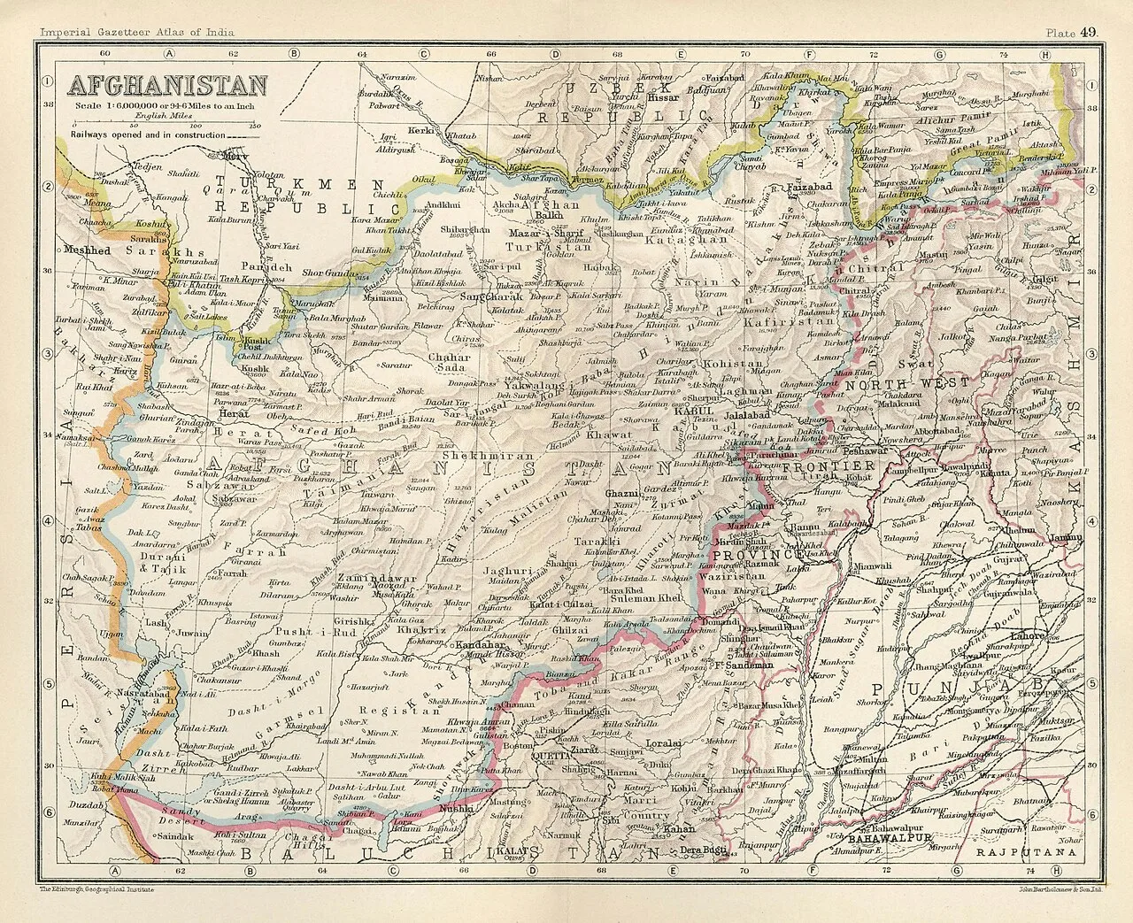 Map of Afghanistan, published in the 'Imperial Gazetteer of India' (Vol. XXVI, Atlas; 1931 revised edition; plate no. 49