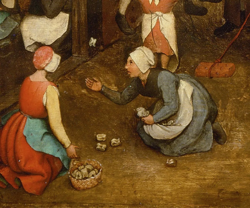 Pieter Bruegel the Elder – Children's Games (detail) – Knucklebones
