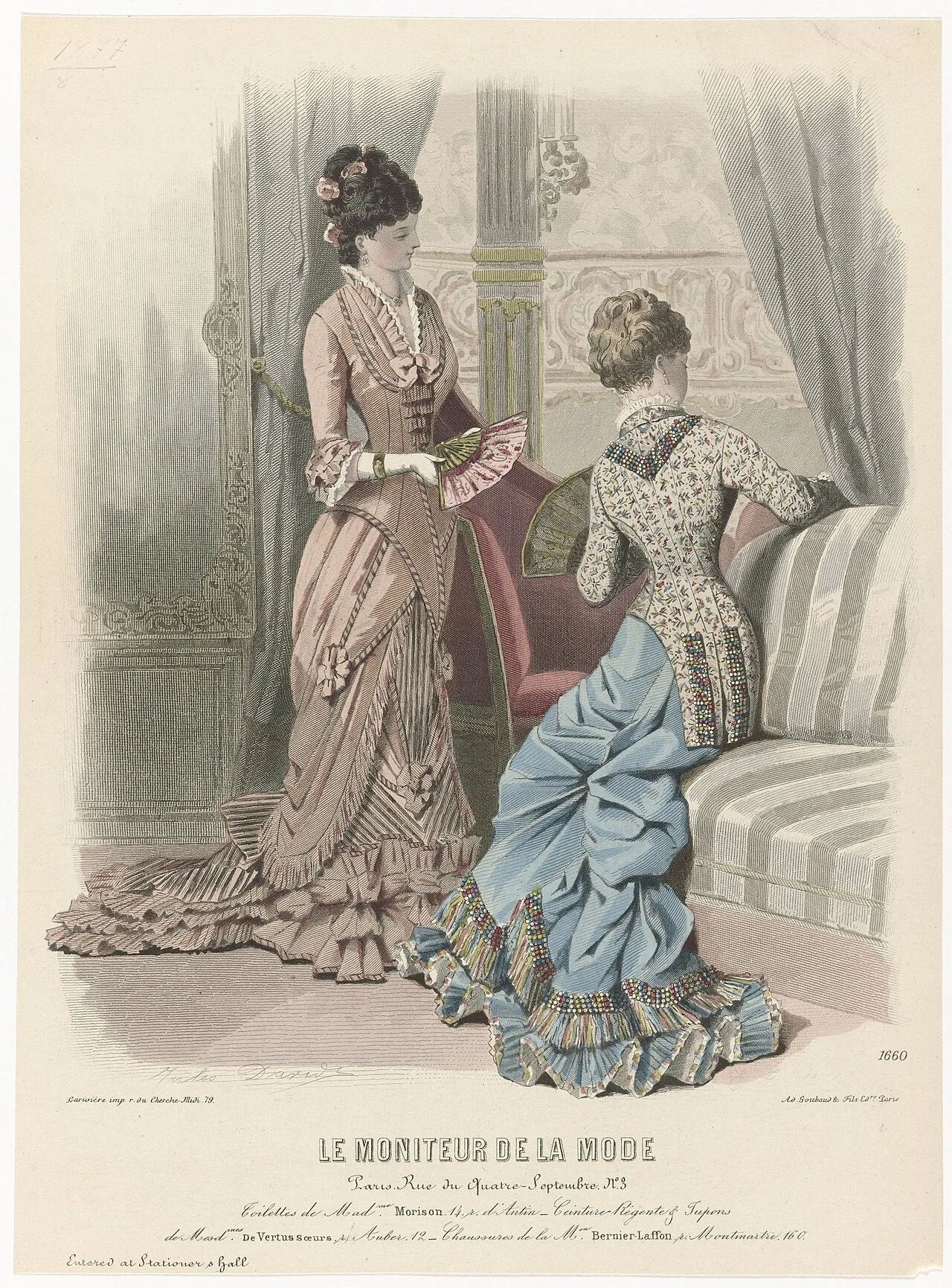 Fashion-plate illustration depicting the loge