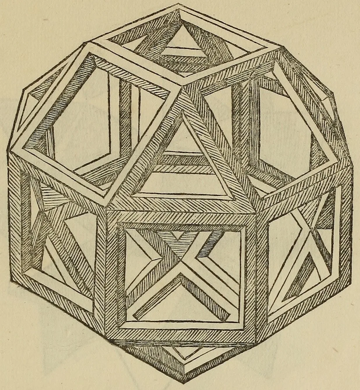 Rhombicuboctahedron as published in Pacioli's Divina proportione (1509)