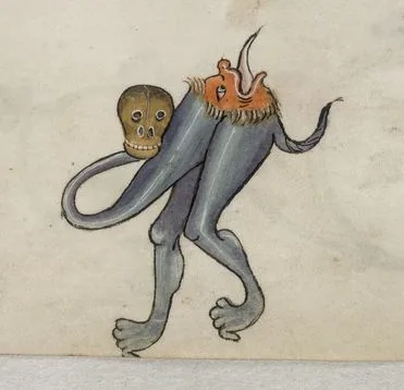 Grotesque creature in the margins. Folio 27r.