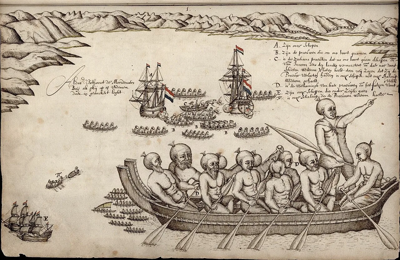 First European impression of (Ngāti Tūmatakōkiri) Māori, at Murderers' Bay, 1642.