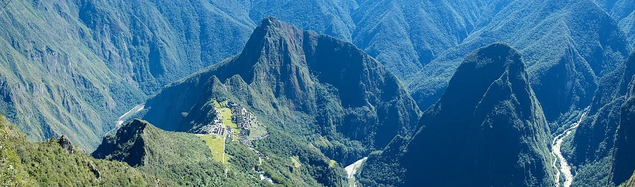 Steep Urubamba valley and mountains around the Machu Picchu ridge.