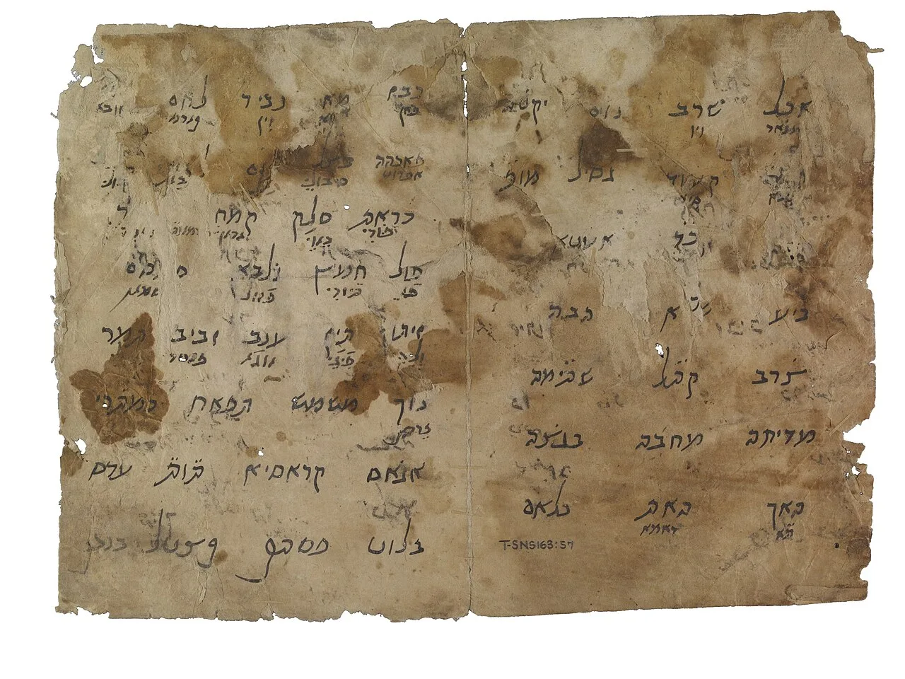 An autograph from the Cairo Geniza with words in Arabic and their Romance translations, both written in Hebrew script[31