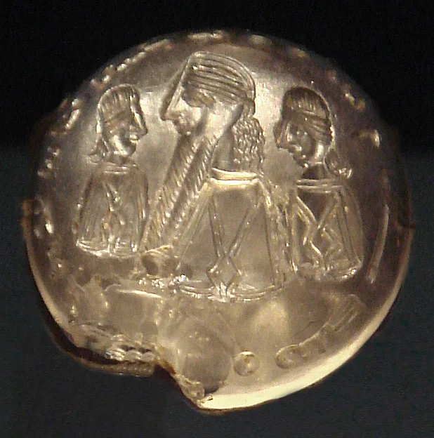 Seal of Mani (cleaned up). Seal with figure of Mani, possibly 3rd century CE, possibly Irak. Cabinet des Médailles, Paris