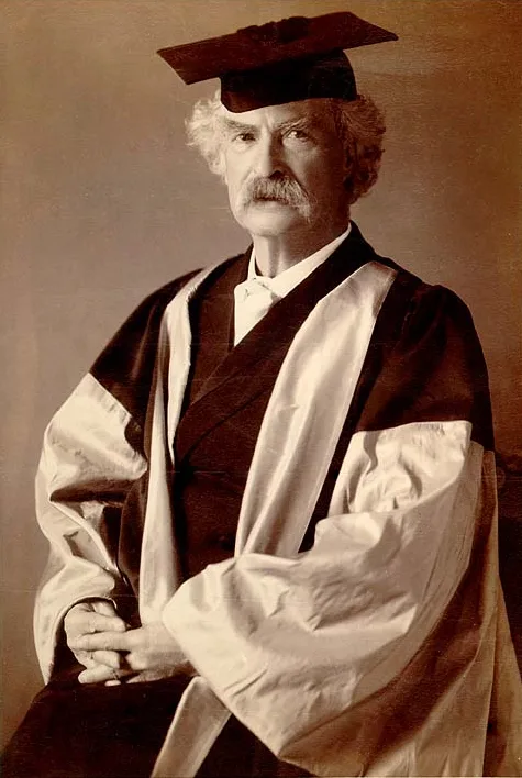 Twain in academic regalia for acceptance of the D.Litt. degree awarded to him by Oxford University in 1907