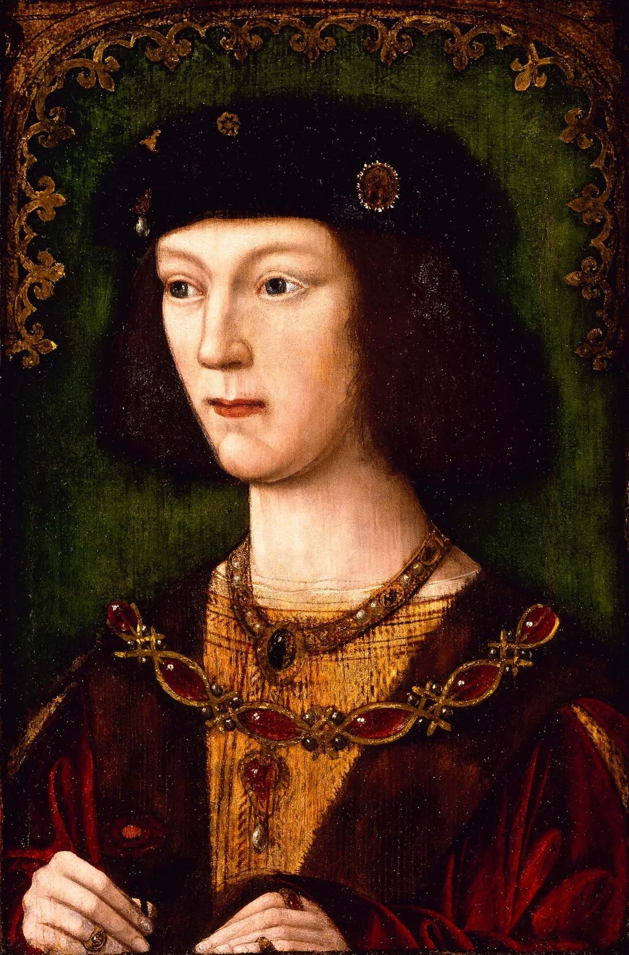 Portrait of Henry VIII in 1509, aged c.18, the year of his coronation, by Meynnart Wewyck