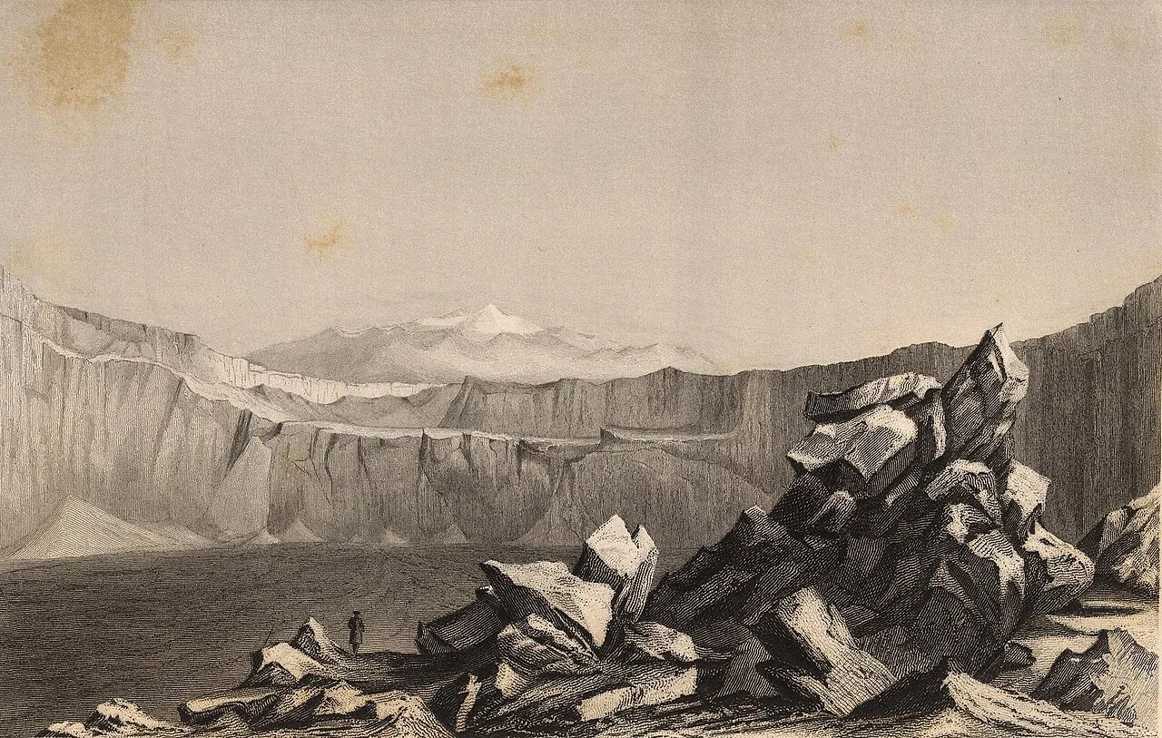 Sketch of Mokuʻāweoweo from Wilkes' journal