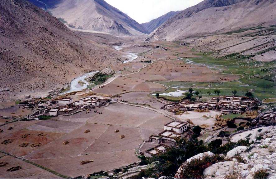 Overlooking Pelgyeling Gompa at Milarepa's Cave, Tibet.