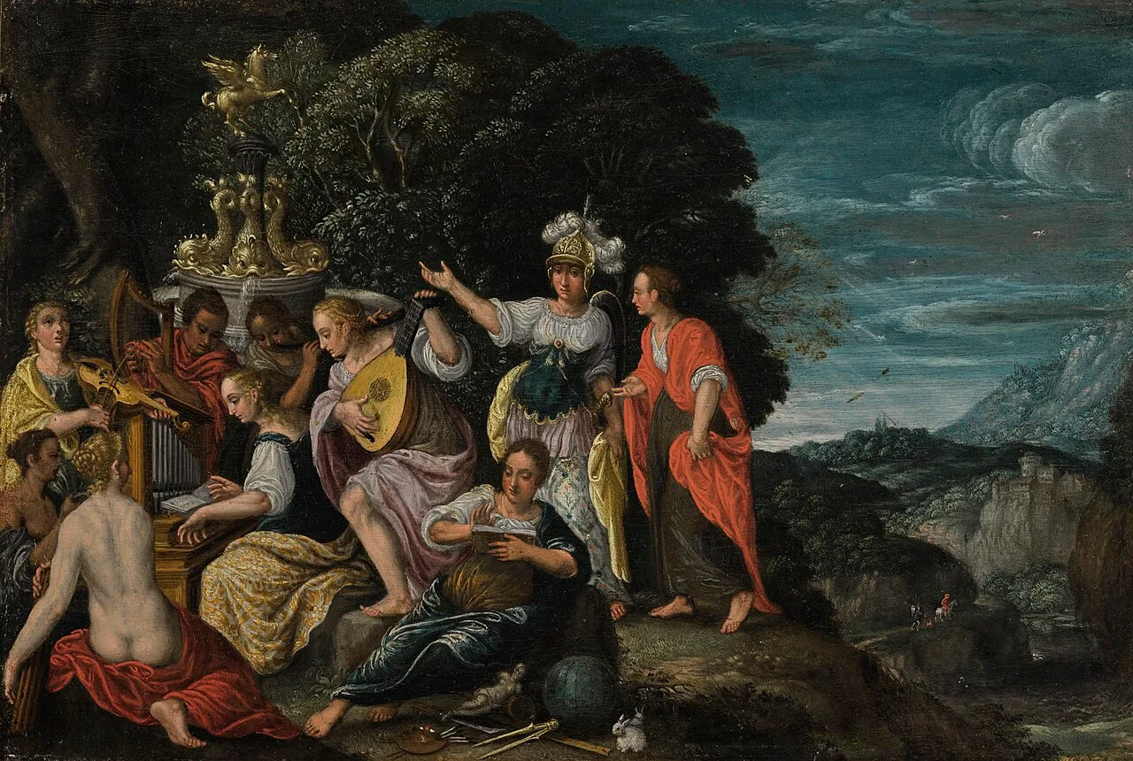 Painting of Minerva visiting the Muses